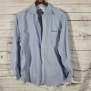 Roundtree Yorke Fitted Pinstriped Button Down - 17.5 - 35